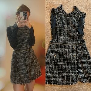 Zara tweed knit overall /skort jumpsuit